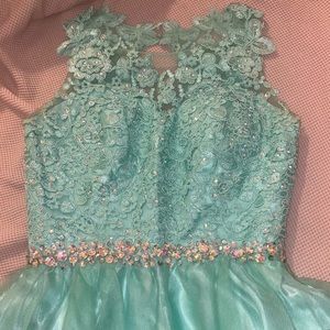 teal bedazzled dress